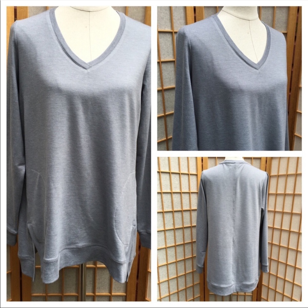 Logo Lounge Grey Stretch Oversized Top SZ M